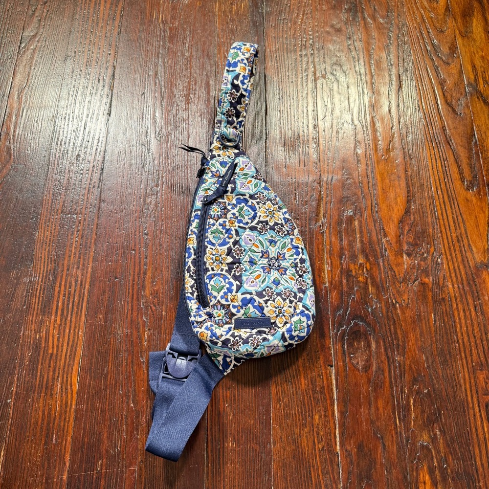 Vera Bradley Sling Backpack Blue Floral Lisbon Medallion Quilted Bag Festival